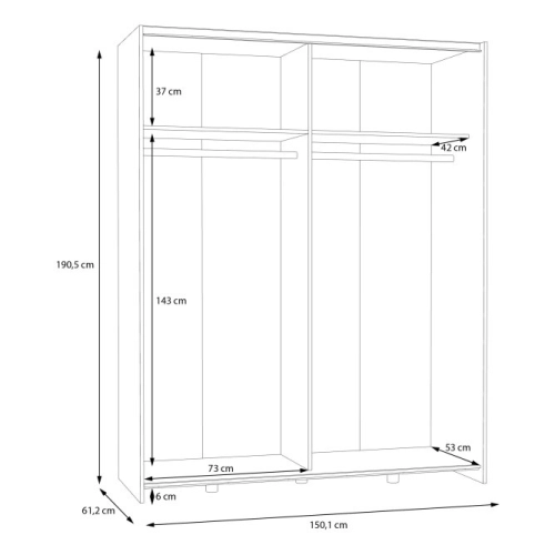 Szafa przesuwna z lustrem 150 cm Biały